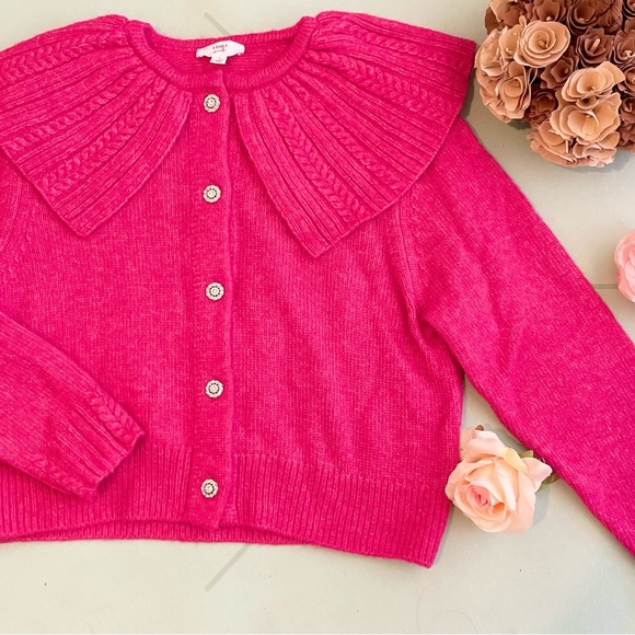 A Loves A Luxury Soft Dainty Girl’s Hot Pink Knit Rhinestone Sweater Sz L NWOT - Picture 1 of 2